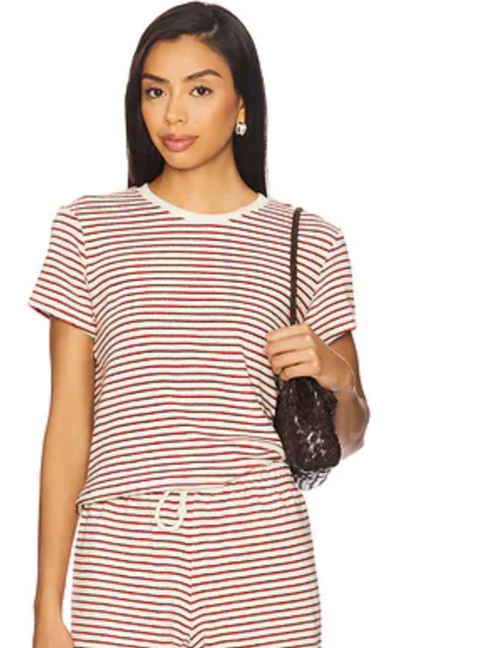 Perfect White Tee Bree Loop Terry Short Sleeve Shorts Set.  
Tee S Shorts M